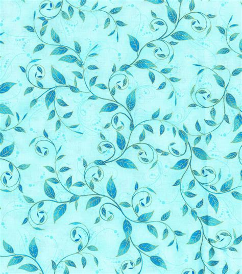 Teal & Vines Quilt Metallic Cotton Fabric by Keepsake Calico